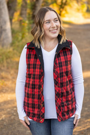 Reversible Vest - Corded Black and Plaid by Michelle Mae