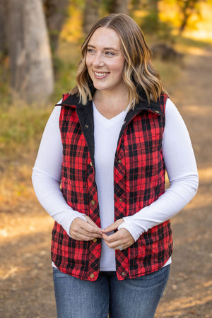 Reversible Vest - Corded Black and Plaid by Michelle Mae