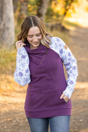 Classic Zoey ZipCowl Sweatshirt - Plum and Snowflakes by Michelle Mae