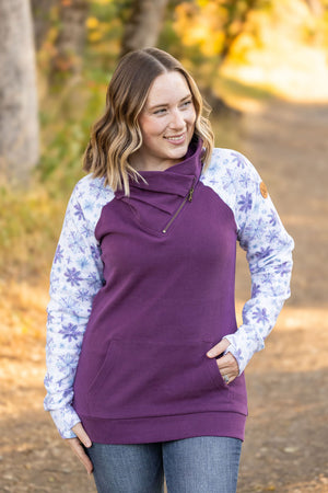 Classic Zoey ZipCowl Sweatshirt - Plum and Snowflakes by Michelle Mae