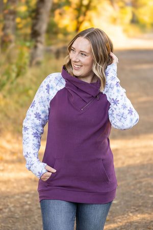 Classic Zoey ZipCowl Sweatshirt - Plum and Snowflakes by Michelle Mae