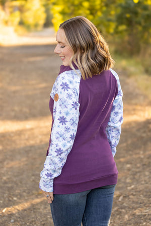 Classic Zoey ZipCowl Sweatshirt - Plum and Snowflakes by Michelle Mae