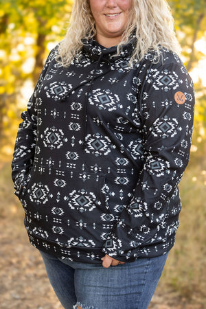 Soft Funnel Neck - Black Geometric by Michelle Mae