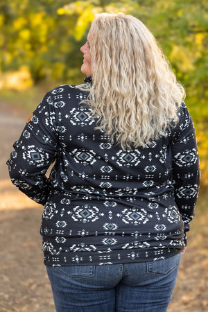 Soft Funnel Neck - Black Geometric by Michelle Mae