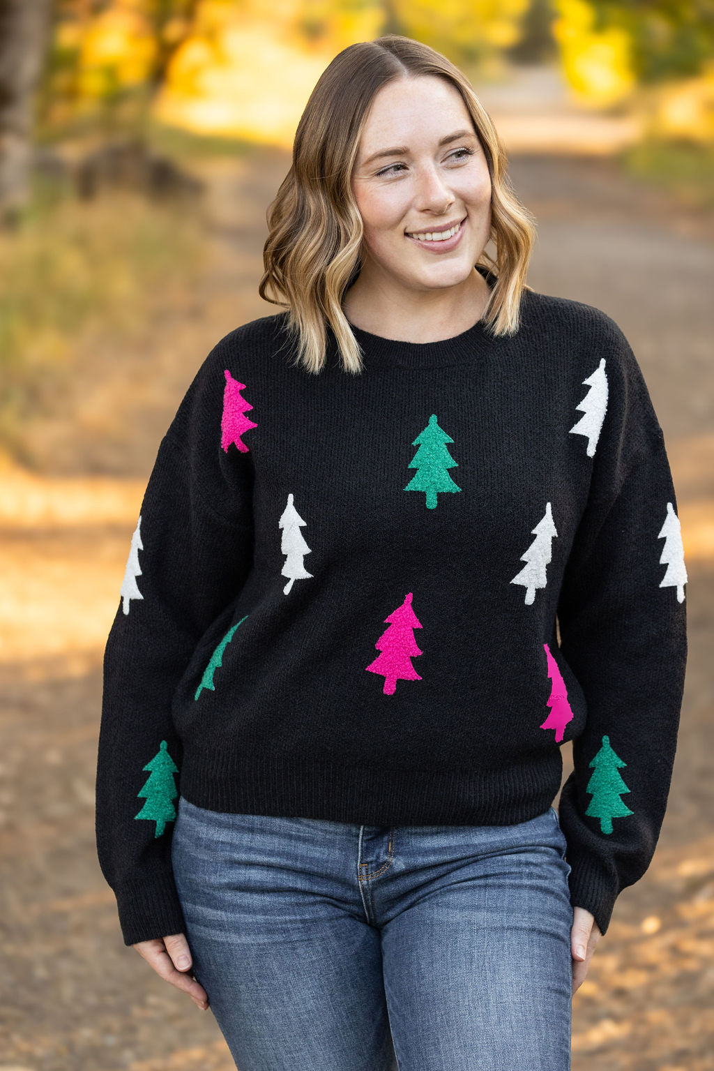 Festive Bright Trees Sweater by Michelle Mae