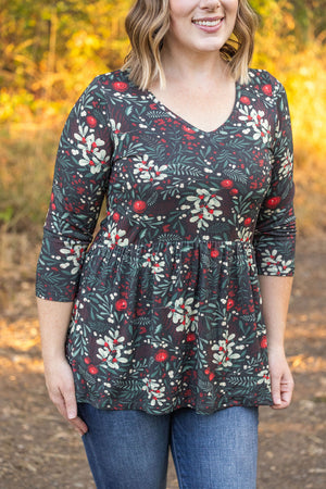 3/4 Sleeve Sarah Ruffle - Evergreen Christmas by Michelle Mae