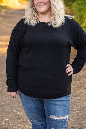 Corrine Ribbed Pullover Top - Black by Michelle Mae