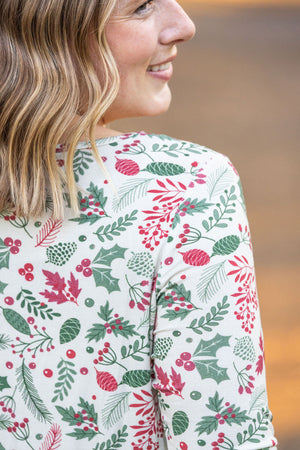 3/4 Sleeve Sarah Ruffle - Holiday Berry by Michelle Mae