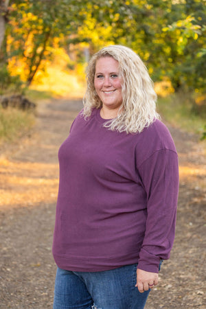 Corrine Ribbed Pullover Top - Plum by Michelle Mae