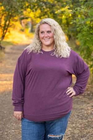 Corrine Ribbed Pullover Top - Plum by Michelle Mae