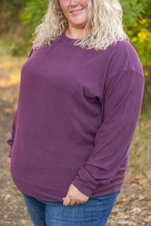 Corrine Ribbed Pullover Top - Plum by Michelle Mae