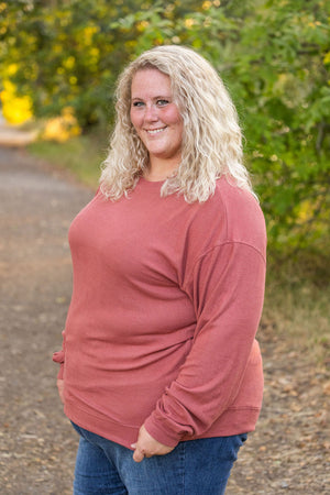 Corrine Ribbed Pullover Top - Terra Cotta by Michelle Mae