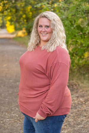 Corrine Ribbed Pullover Top - Terra Cotta by Michelle Mae