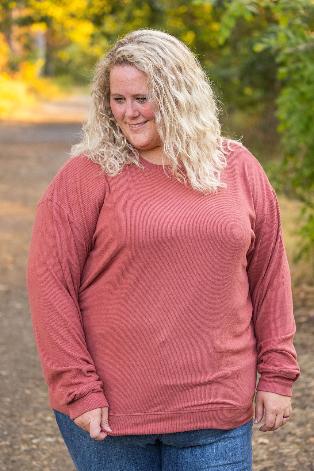 Corrine Ribbed Pullover Top - Terra Cotta by Michelle Mae