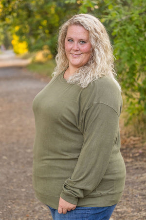 Corrine Ribbed Pullover Top - Olive by Michelle Mae