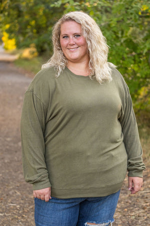 Corrine Ribbed Pullover Top - Olive by Michelle Mae