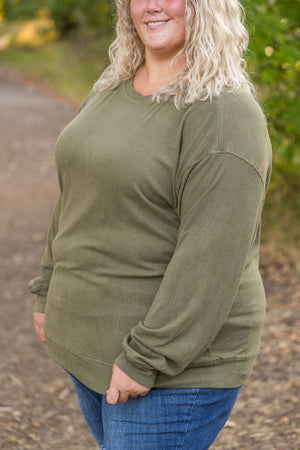 Corrine Ribbed Pullover Top - Olive by Michelle Mae