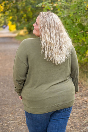 Corrine Ribbed Pullover Top - Olive by Michelle Mae