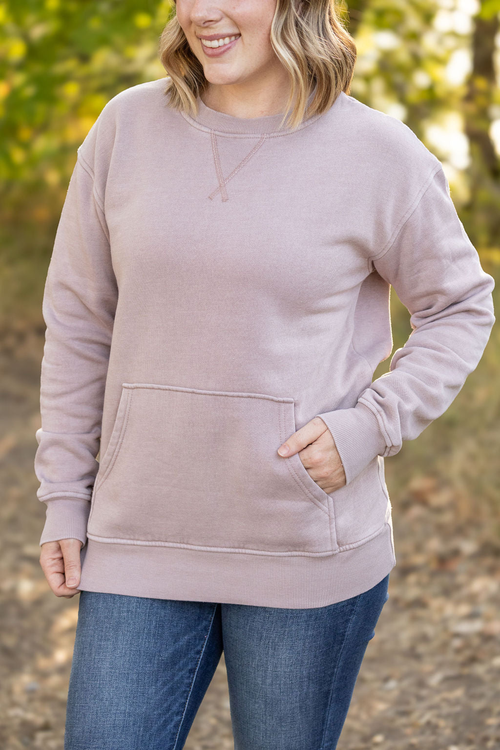 Vintage Wash Pocket Pullover - Blush Pebble by Michelle Mae