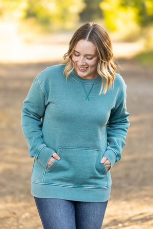 Vintage Wash Pocket Pullover - Teal by Michelle Mae