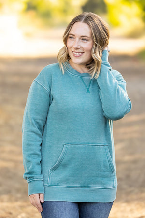 Vintage Wash Pocket Pullover - Teal by Michelle Mae