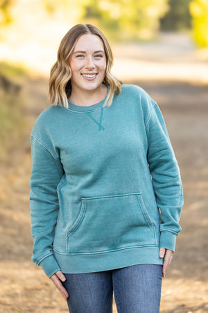 Vintage Wash Pocket Pullover - Teal by Michelle Mae