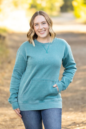 Vintage Wash Pocket Pullover - Teal by Michelle Mae