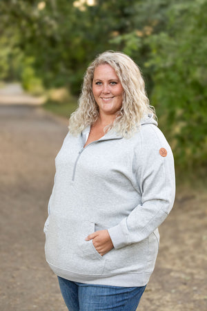 Scuba HalfZip Hoodie - Light Grey by Michelle Mae