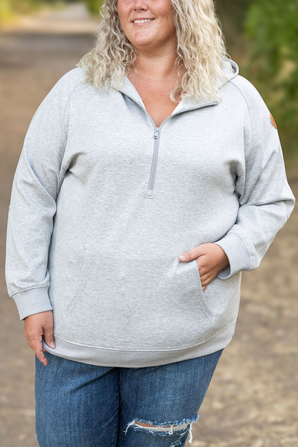 Scuba HalfZip Hoodie - Light Grey by Michelle Mae