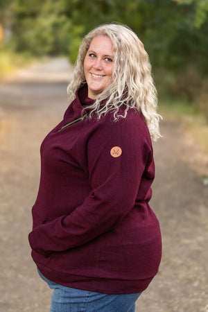 Classic Zoey ZipCowl Sweatshirt - Burgundy by Michelle Mae