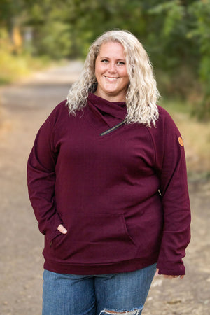 Classic Zoey ZipCowl Sweatshirt - Burgundy by Michelle Mae