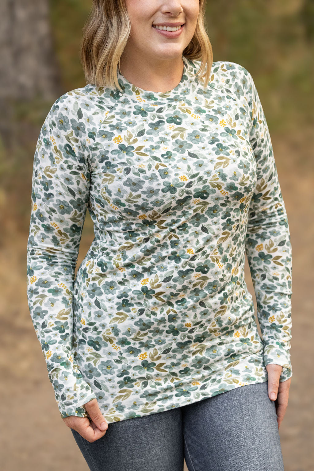 Blair Long Sleeve Top - Green Floral by Michelle Mae