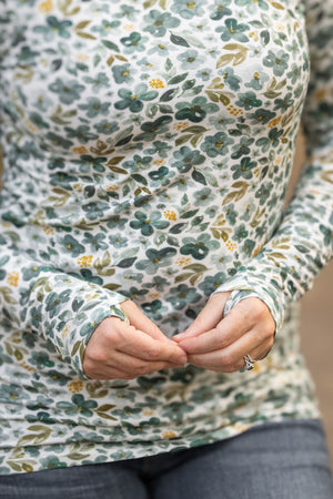 Blair Long Sleeve Top - Green Floral by Michelle Mae