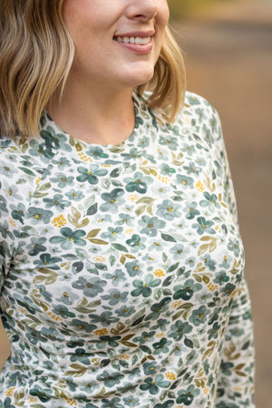 Blair Long Sleeve Top - Green Floral by Michelle Mae