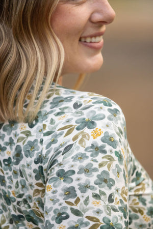 Blair Long Sleeve Top - Green Floral by Michelle Mae