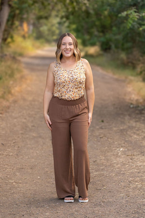 Presley Palazzo Pants - Coffee Wide Leg Pants by Michelle Mae