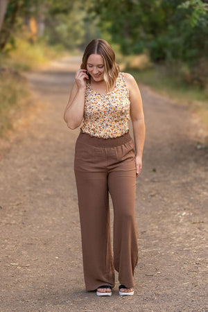 Presley Palazzo Pants - Coffee Wide Leg Pants by Michelle Mae