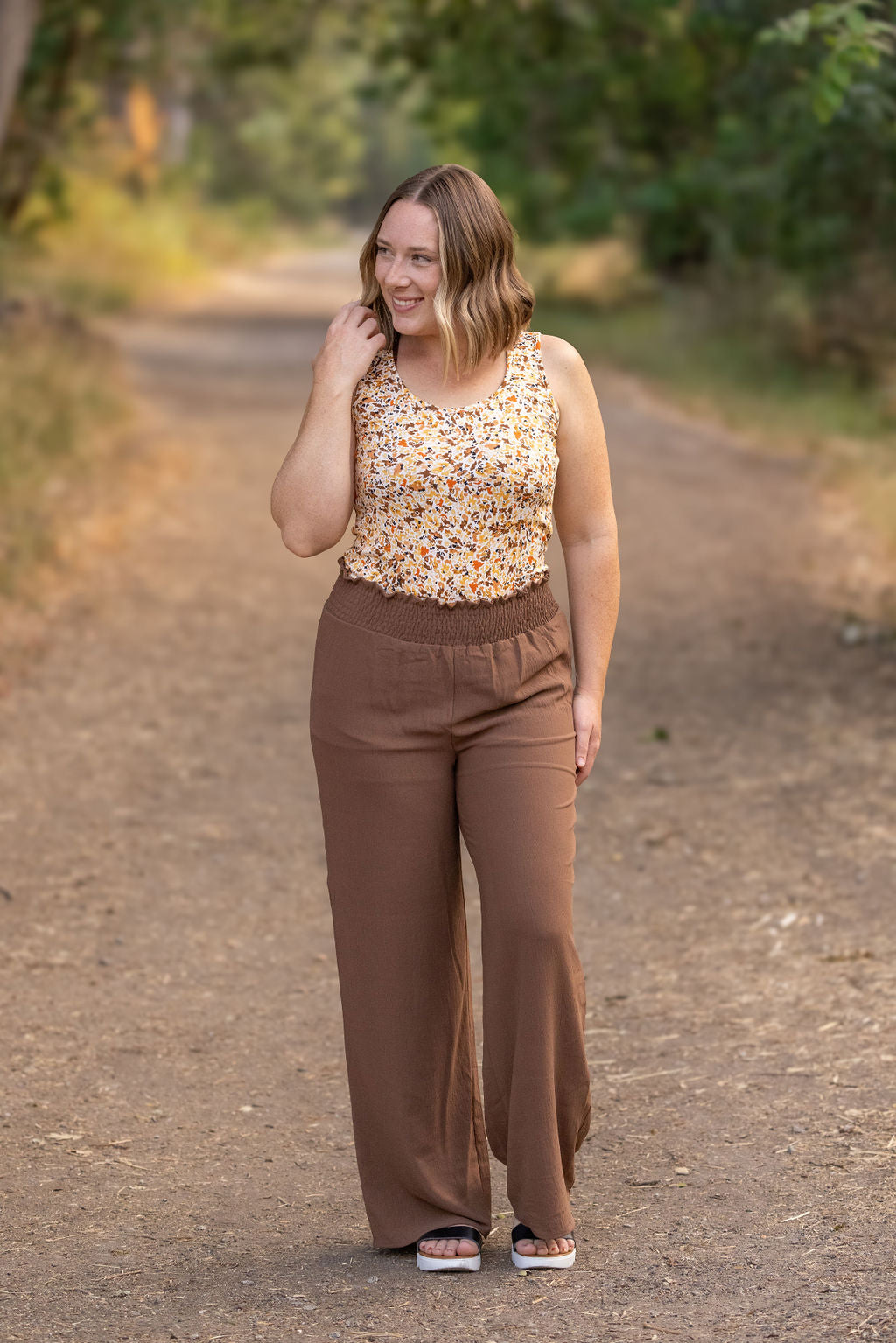 Presley Palazzo Pants - Coffee Wide Leg Pants by Michelle Mae