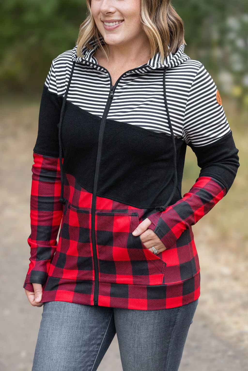 Colorblock Fullzip - Plaid and Stripes by Michelle Mae