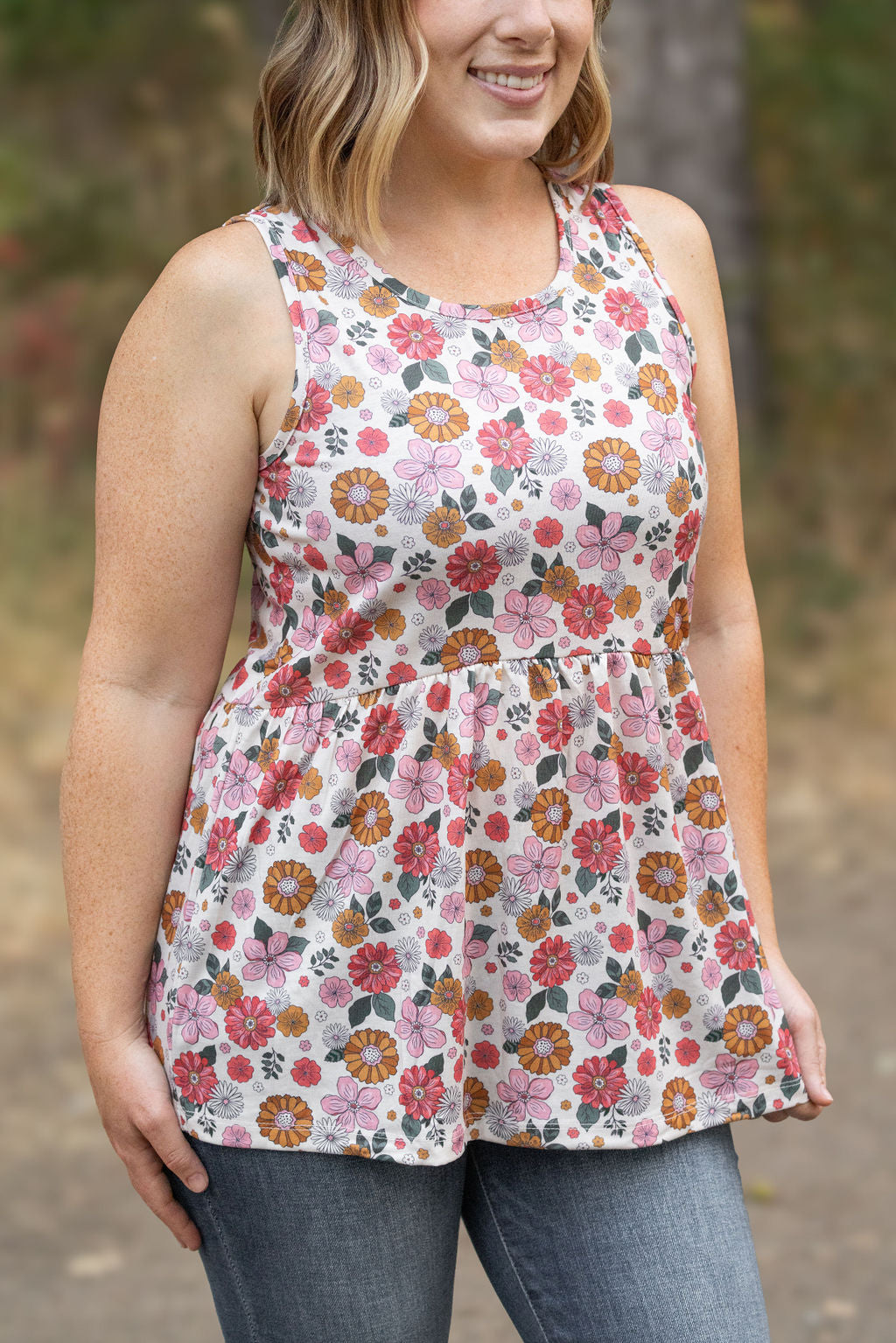 Renee Ruffle Tank - Fall Boho Floral by Michelle Mae