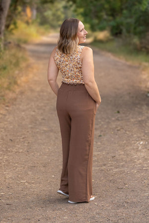 Presley Palazzo Pants - Coffee Wide Leg Pants by Michelle Mae