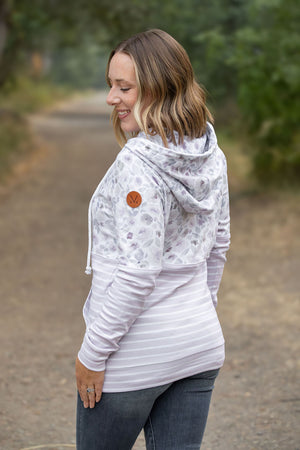 Hailey Pullover Hoodie - Blush Floral and Stripes by Michelle Mae