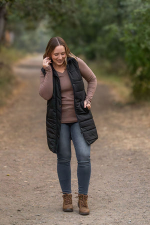 Harlow Long Vest - Black by Michelle Mae