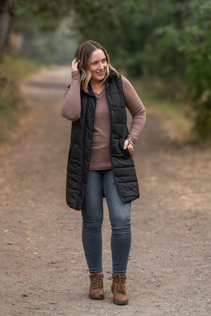 Harlow Long Vest - Black by Michelle Mae