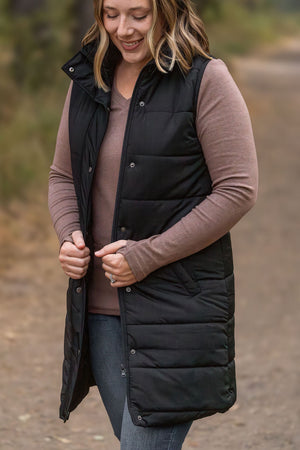 Harlow Long Vest - Black by Michelle Mae