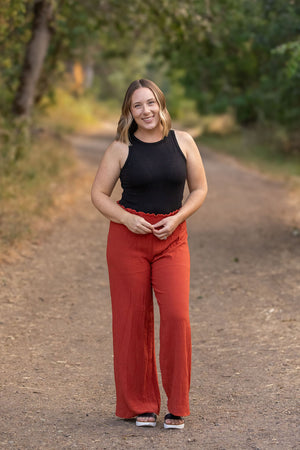 Presley Palazzo Pants - Brick Wide Leg Pants by Michelle Mae