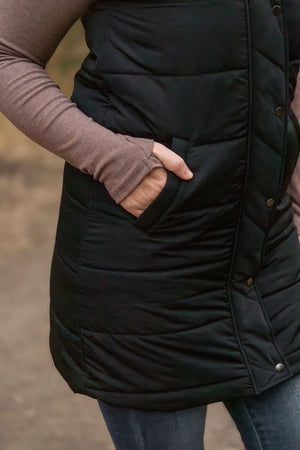 Harlow Long Vest - Black by Michelle Mae