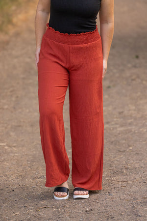 Presley Palazzo Pants - Brick Wide Leg Pants by Michelle Mae