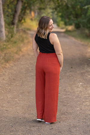 Presley Palazzo Pants - Brick Wide Leg Pants by Michelle Mae