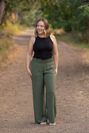 Presley Palazzo Pants - Olive Wide Leg Pants by Michelle Mae